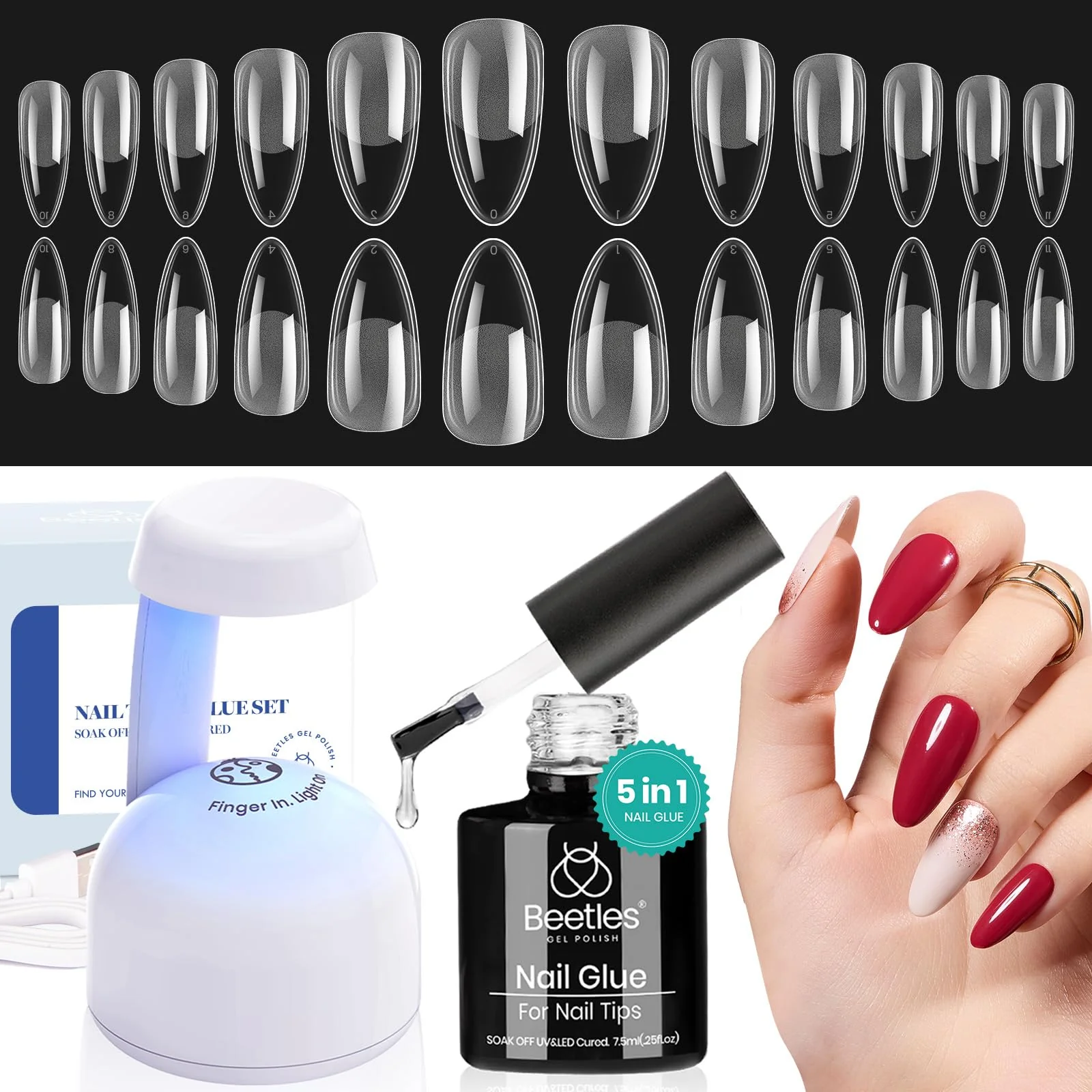 Nail Tips Kit - Best of 2024 Soft Gel Nail Extension System.